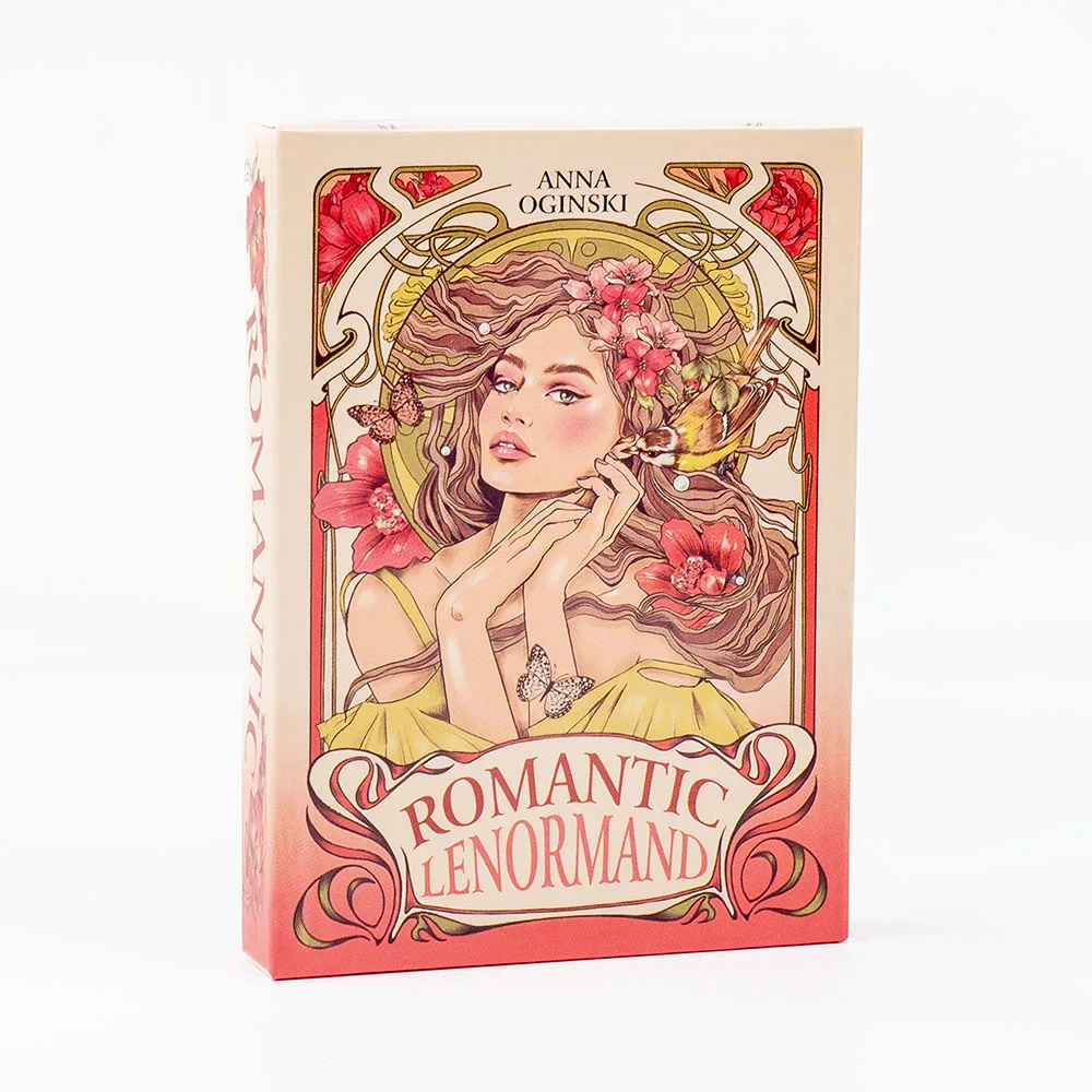 Romantyczne karty Wyroczni Lenormand 37 sztuk Talia 10,2 x 7,2 cm Angielska wizja Art Nouveau Kwiatowe motywy na imprezę Gry planszowe