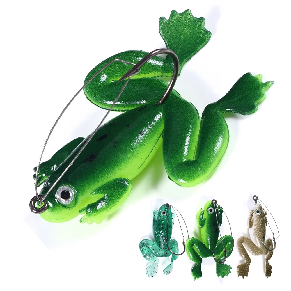 3 Stück/Gummifrosch-Angelköder aus Silikon, Anti-Haken-Bodenköder für Schlangenkopffische, Angelzubehör