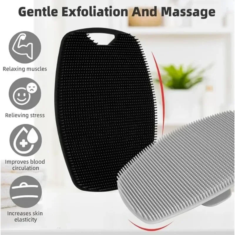 Handheld Silicone Body Scrubber, Escova De Banho Esfoliante, Escova De Limpeza De Chuveiro, Massageador De Volta, Limpador De Pele, Acessórios Do