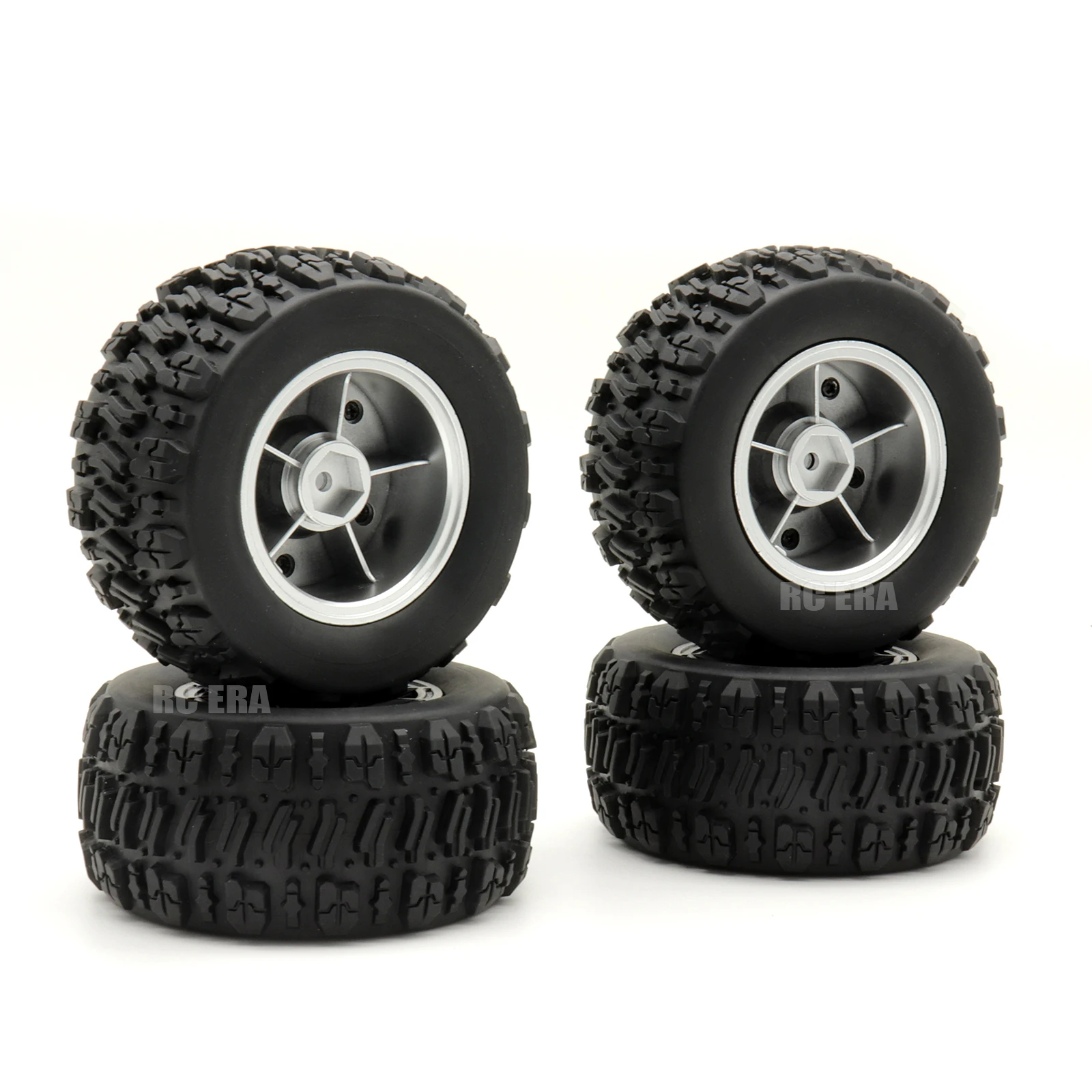 4PCS 12mm Hex RC Monster Truck Tires with Foam Inserts Parts for MJX Hyper Go 14209 14210 RC Car Off-Road Ready (85/90 mm)