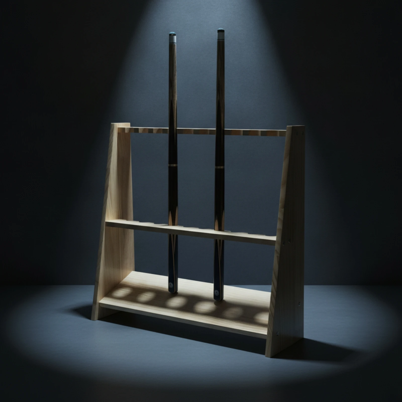 Trapezoid Cue Rack Organized Pool Cue Holder with 10 Slots Floor Stand Sturdy Furniture Space-Saving for Game Room