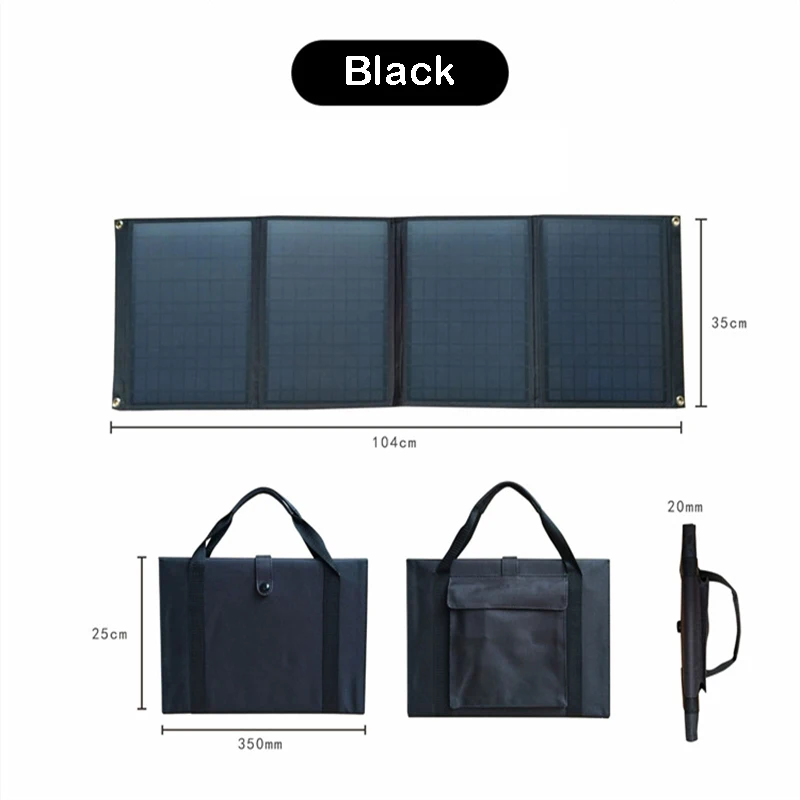 18V 100W Folding Solar Panel Battery Charge for 5V/12V Mobile Notebook Outdoor Power Bank Rechargeable Solar Cell Folding Bag