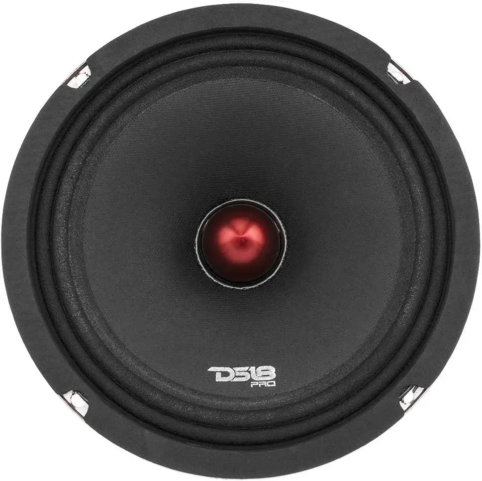 DS18 PRO-X8.4BM Loudspeaker - 8", Midrange, Red Aluminum Bullet, 550W Max, 275W RMS,4 Ohms - Premium Quality Audio Door Speakers