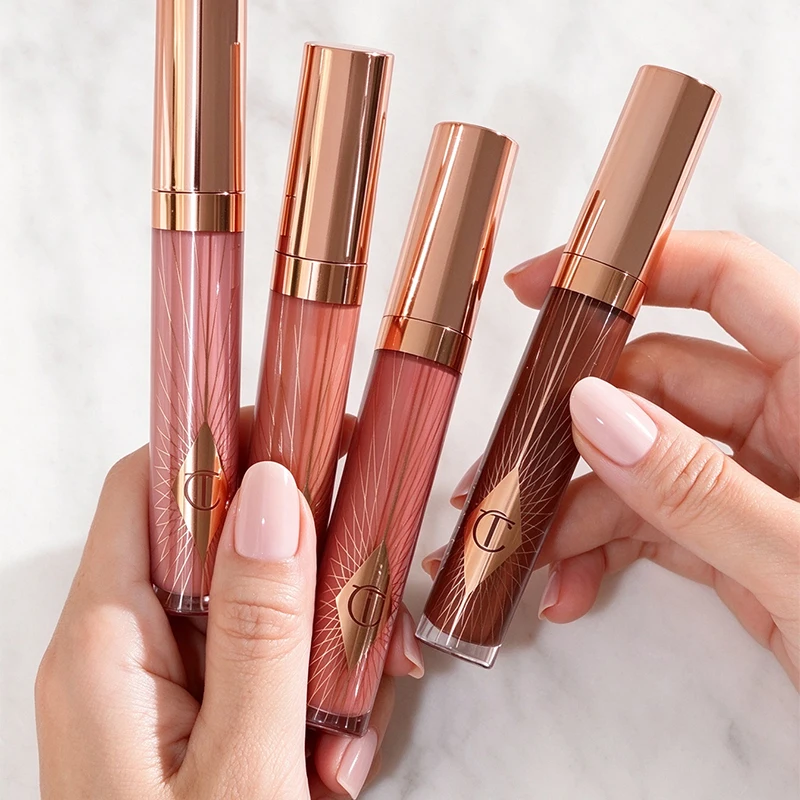 CT Brand Water Light Collagen Lip Gloss Fruit Lip Gloss Colorful Powder Blusher Stick Pink Diamond Gold Tube Lipstick Cosmetics