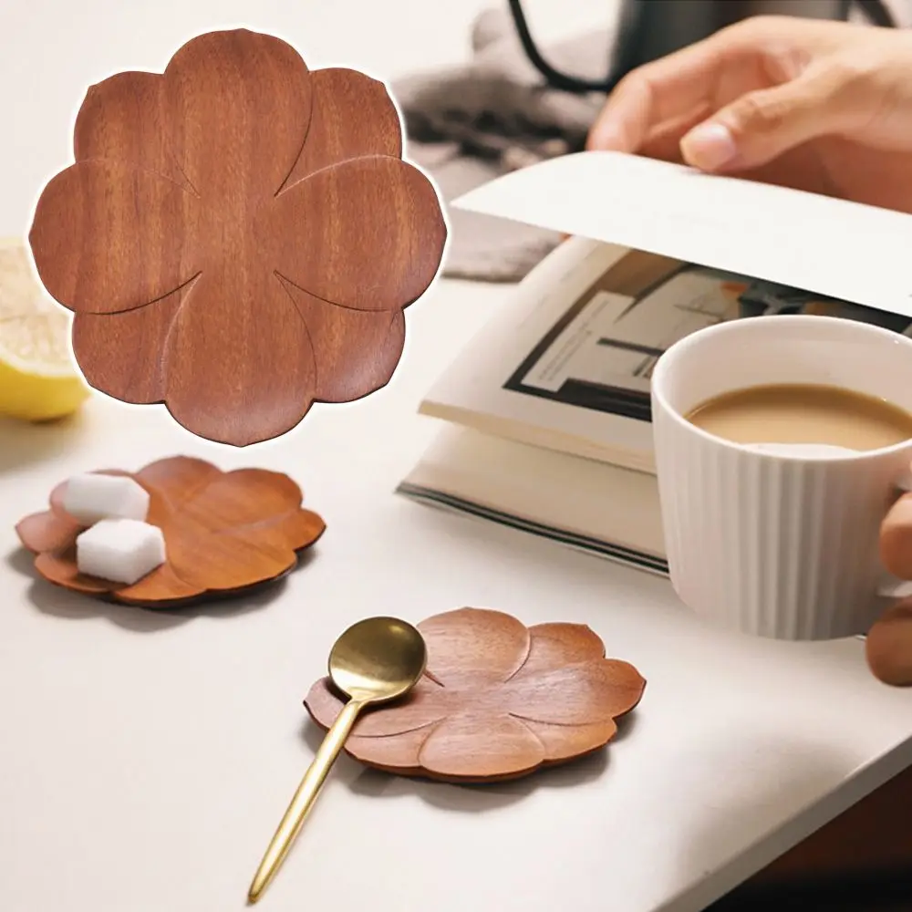 Non-slip Kitchen Accessories Wooden Coasters Dining Decor Rosewood Coffee Mug Pad Wood Pads Tea Cup Mat Petal Coaster