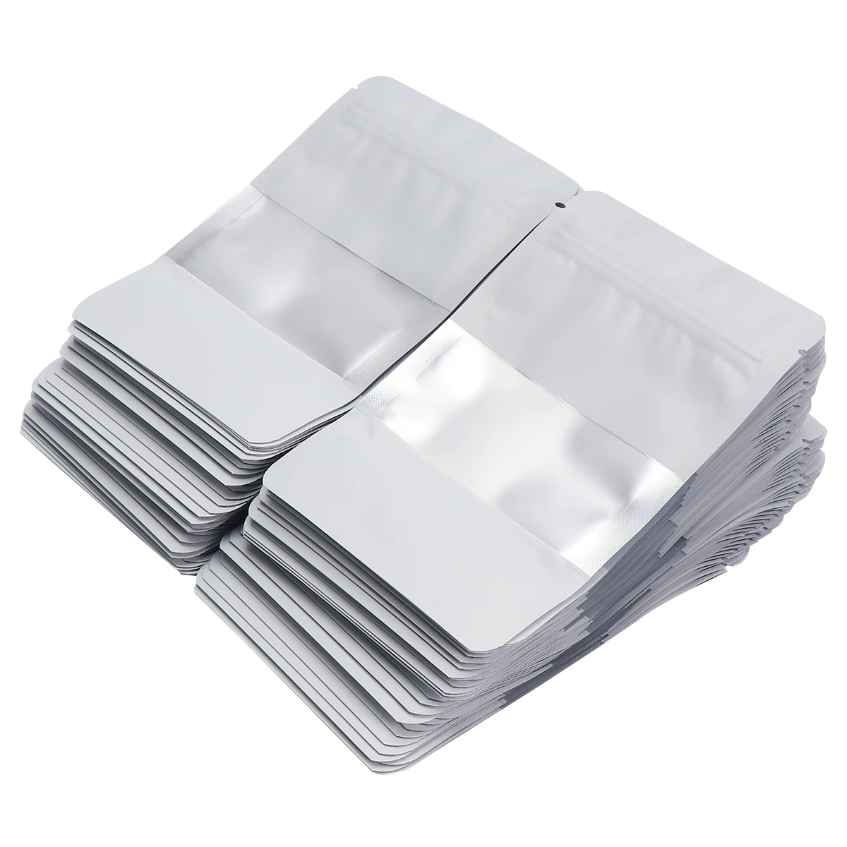 

100pcs Aluminum Foil Clear Reclosable Food Sealed Storage Bags Stand Up Design For Nuts Seeds Beans Tea Coffee