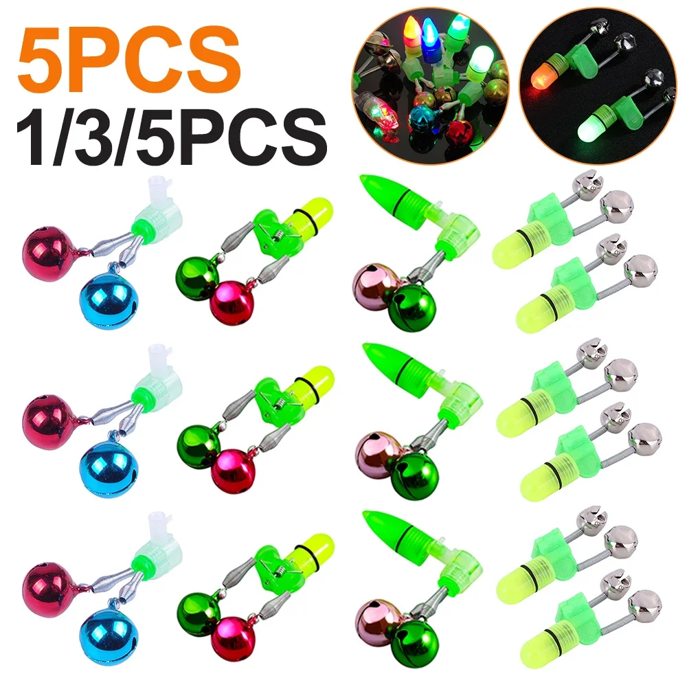 Sea Fishing Rod LED Light with Bells Ring Fishing Rod Light Stick Luminous Stick Waterproof Removable for Outdoor Night Fishing