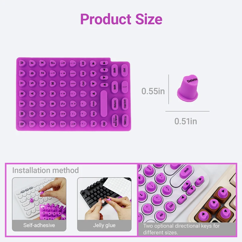 70Pcs Silicone Raised Keyboard Stickers with Letters for Long Nails Gaming Laptop Desktop Keycaps