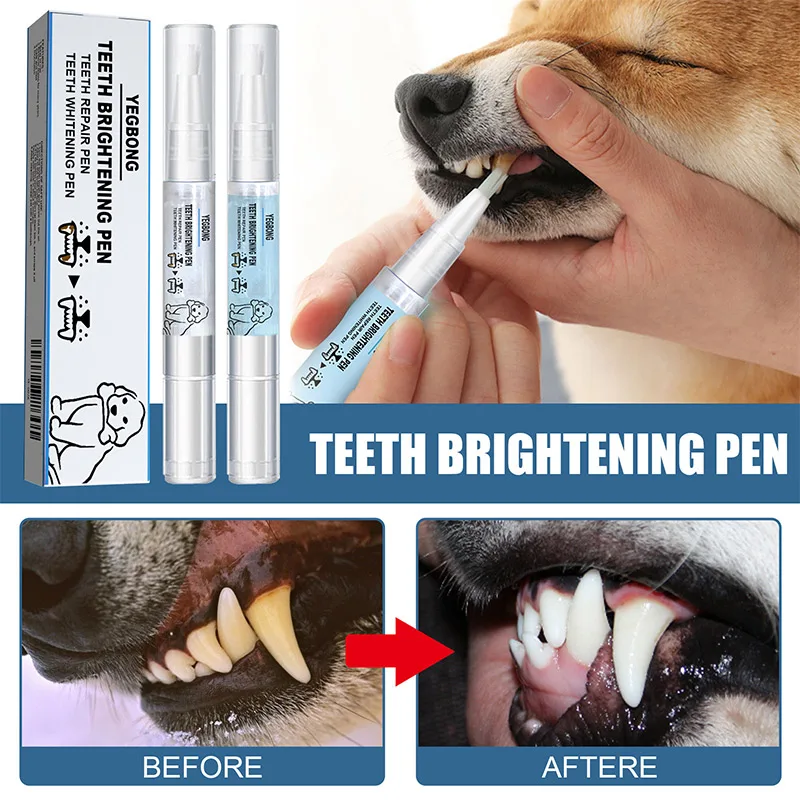 2pcs 6ml Pet Teething Pen Tartar Cleaning Tool Cat Dog Pet Remove Stains Brighten Teeth Clean Teeth Healthy Mouth Fresh Breath