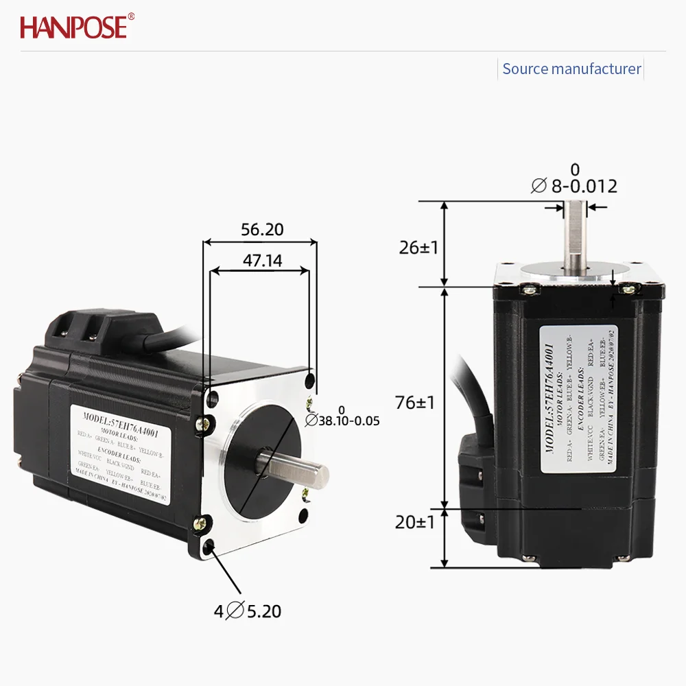 محرك متدرج ذو حلقة مغلقة NEMA17 57EH76A4001-CL57drive 4.0A 2.4V قراءة تنسيق في الوقت الحقيقي، بدون فقدان خطوة، تشغيل مستقر