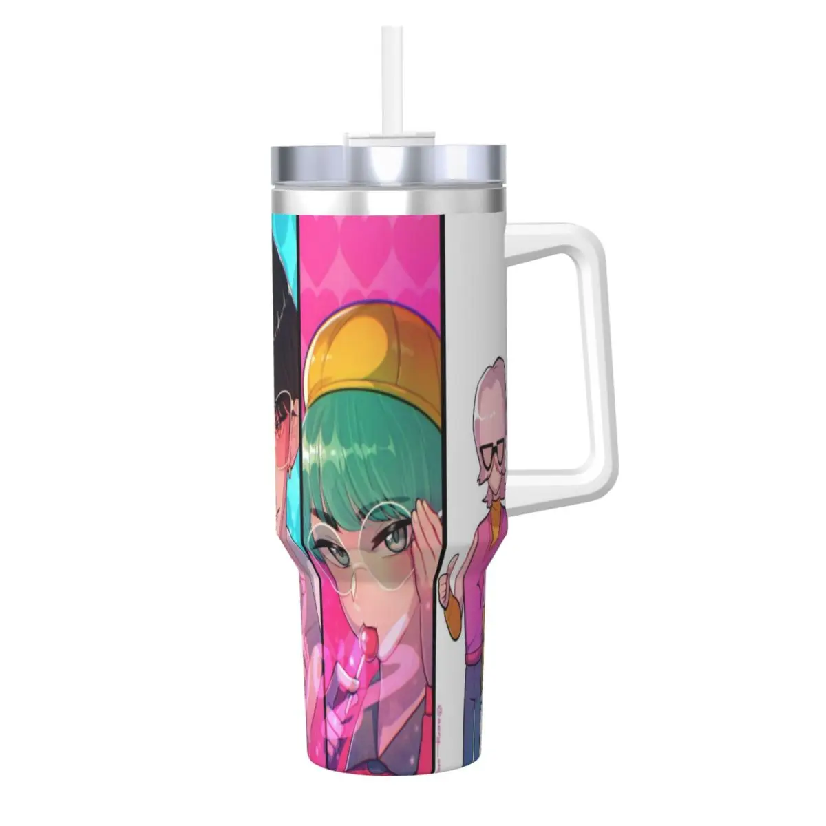 

Kpop Demon Hunters Saja Boys Stainless Steel Tumbler Beach Thermal Cups With Straws and Lid 40oz Car Mugs Hot Drinks Bottle