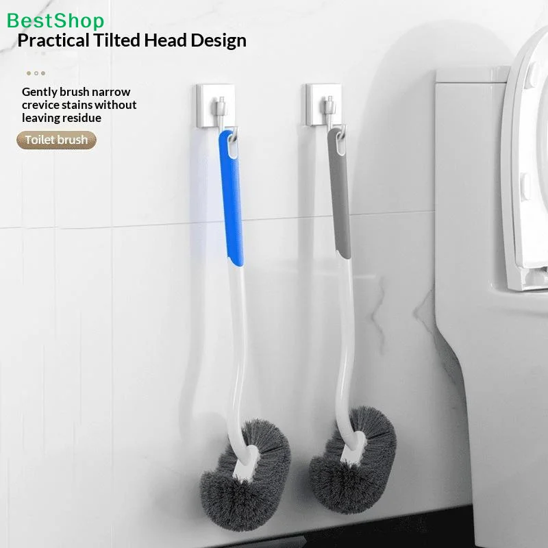 〔P〕Wall-mounted S-type Toilet Brush No Dead Corners Long Handle Corner  Brush Soft Hair Squatting Toilet Cleaning Brush