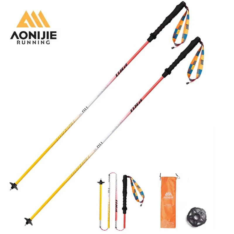 AONIJIE Folding Mountain Trail Running Poles Canes Hiking Walking Sticks Lightweight Aluminium Trekking Poles Climbing Stick