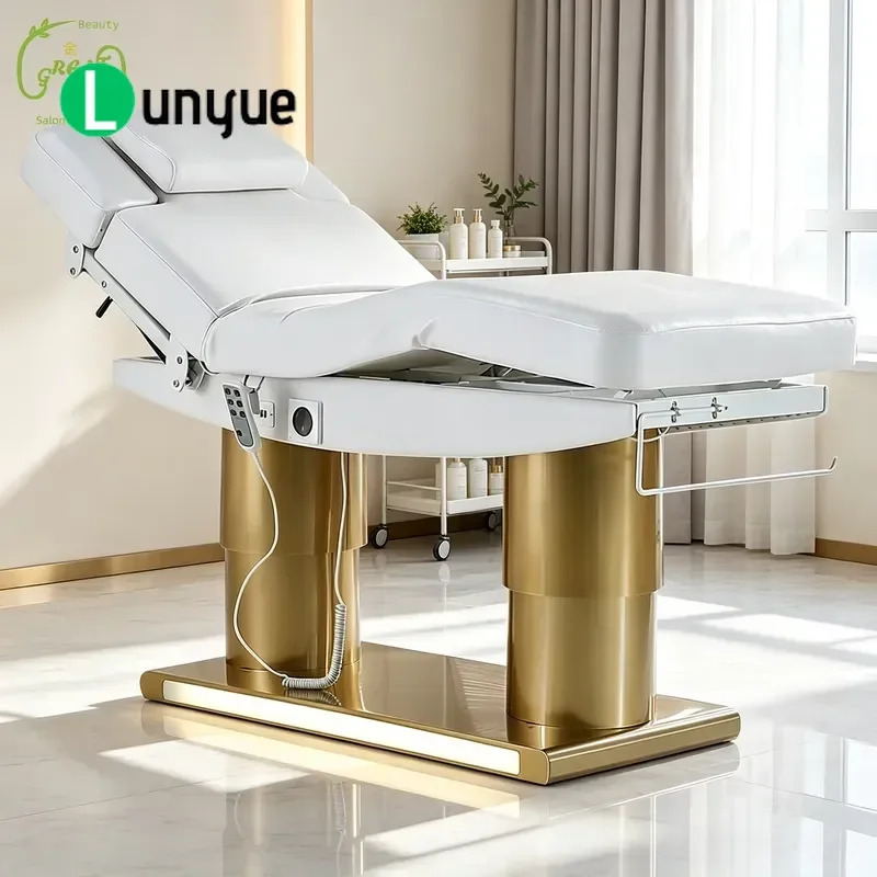 3 Motor Electric Heated Massage Bed Adjustable Facial Beauty Spa Treatment Table with Manual Remote Control for Clinic