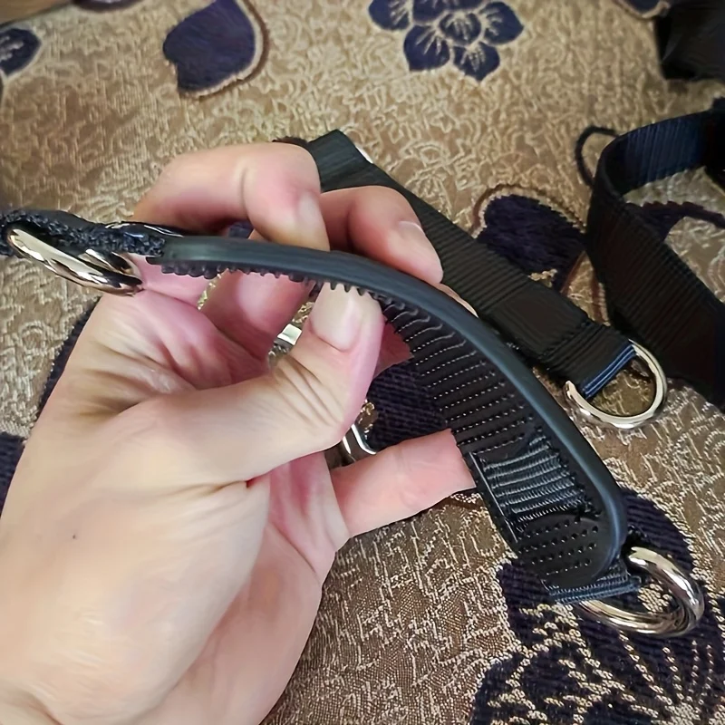 قطعتان من حبال النايلون مع خطاف معدني - ملحق صالة الألعاب الرياضية متعدد الاستخدامات لأكياس الرمل والملاكمة والأراجيح، حزام أسود من النايلون، معدات الصالة الرياضية |     معدات اللياقة البدنية المتينة |     حزام هوك معدني