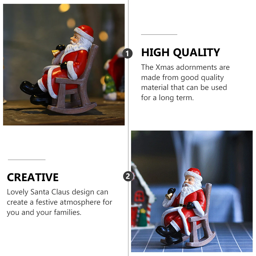 

1Pcs Resin Christmas Ornament Santa Claus Rocking Chair Design for Desktop Home Living Room Bedroom Holiday Xmas Decoration