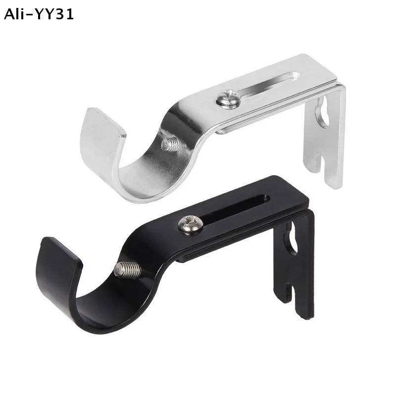【Yy63】2pcs Wall-mounted Curtain Rod Support Extendable Metal Roman Pole Bracket Universal Adjustable Hanging Hook For Bedroom