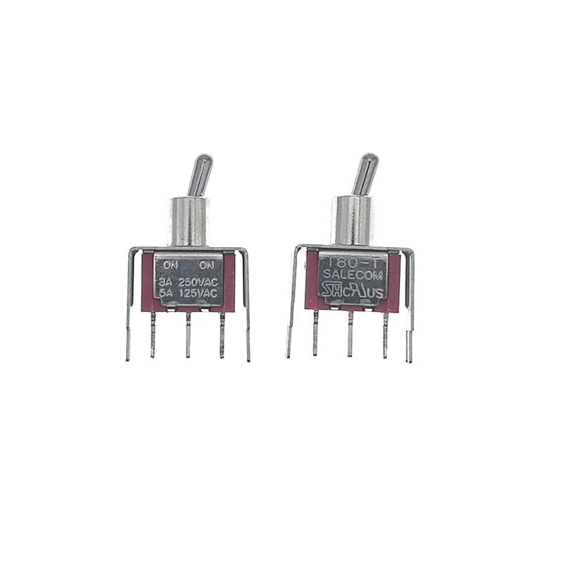 1PCS T8013-TNCQ-S20 Toggle switch T80-T Series Vertical Right Angle 3Pin on-on 2position With Bracket SPDT PCB