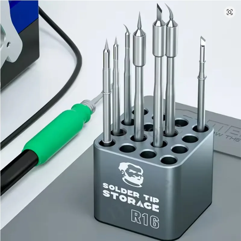 MECHANIC R16 16-Hole Soldering Iron Tips Storage Box for C115 C210 C245 T12 Heating Core Organizer Phone Repair Tool Holder