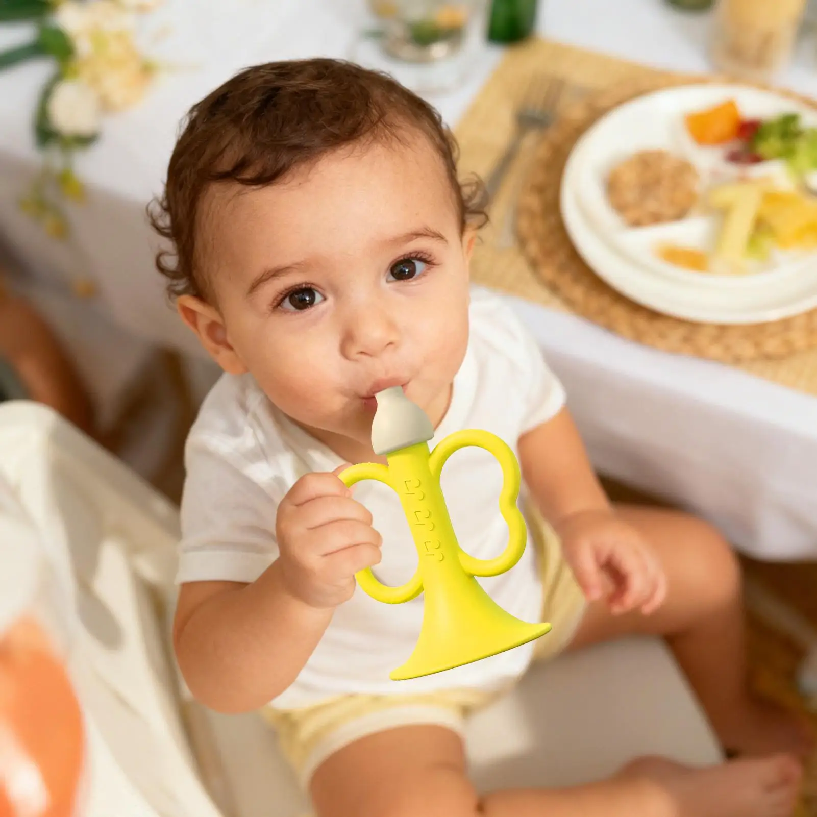 عضاضة للأطفال لعبة مضغ لعبة التسنين للأطفال سيليكون أداة مرنة صافرة شكل دش غرفة المعيشة عربة وقت النوم عيد الميلاد #5