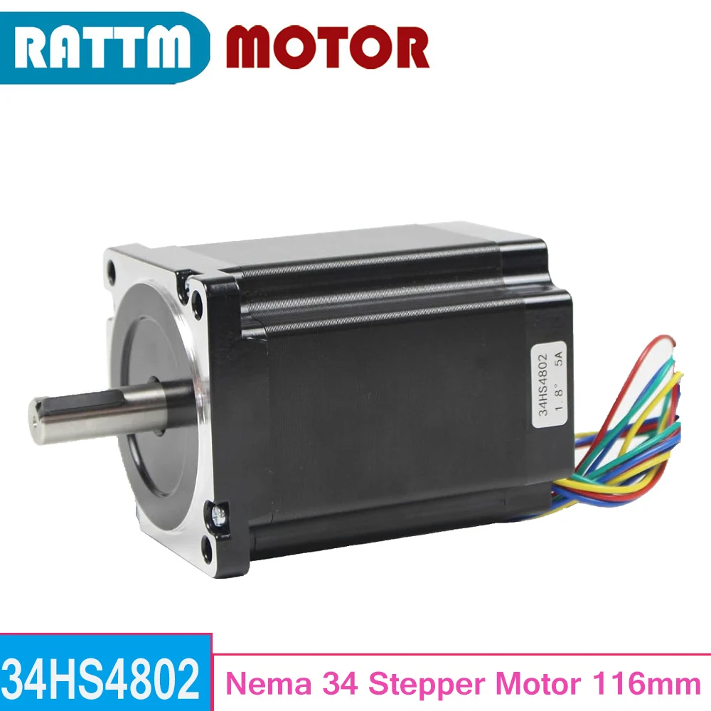 

Nema 34 stepper motor 116mm 14mm Single Shaft 34HS4802 for CNC Router Lathe milling machine