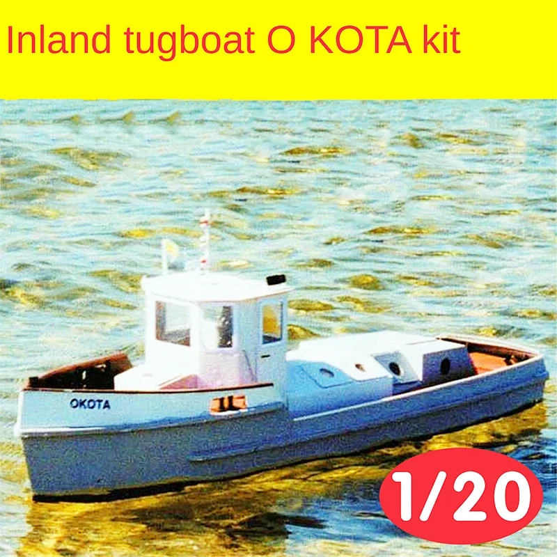 1/20 Inland rzeka Tugboat OKOTA drewniany zmontowany zestaw modeli statków zmontowane zabawki DIY łódź zdalnie sterowana