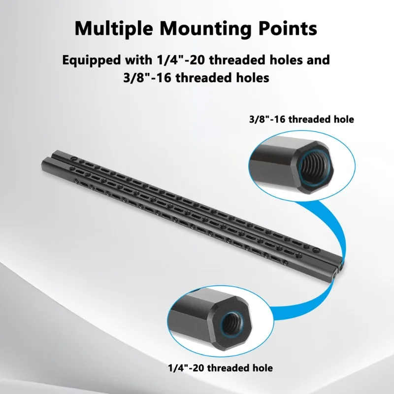 Suitable For Camera Rig Square Support Rod, 15mm 300mm Aluminum Extension Bar With 1/4 & 3/8 Thread, Not Original