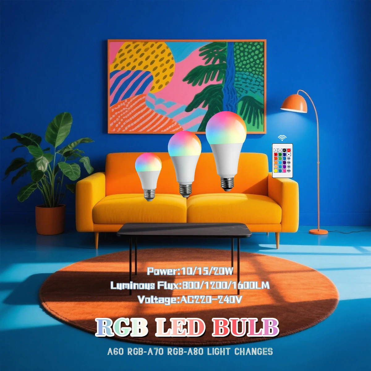 

3PCS/LOT Smart RGBW Bulbs 20W 15W 10W E27 LED Light RGB Lampada Changeable Colorful RGBW LED Lamp with IR Remote Control 220V