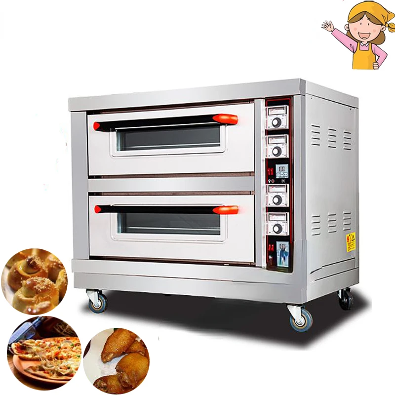 Commercial Electric Oven 6400W Double Layers Double Plates Baking Oven 220V Bread Cake Pizza Baking Machine