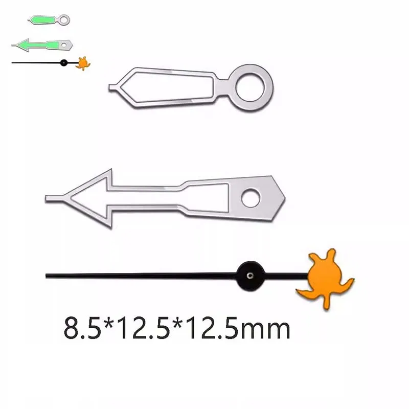 Watch Hands Green Luminous Turtle Second/Fish Second Modified SKX007 Hands Suitable for NH35/36 calibre assembly