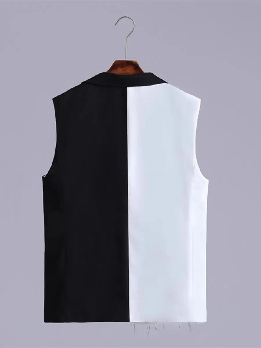 New Fashion Men and women Squined Patchwork Vest Stage Show Model Walk Performance Costumes Nightclub Male Singer Ds Dress