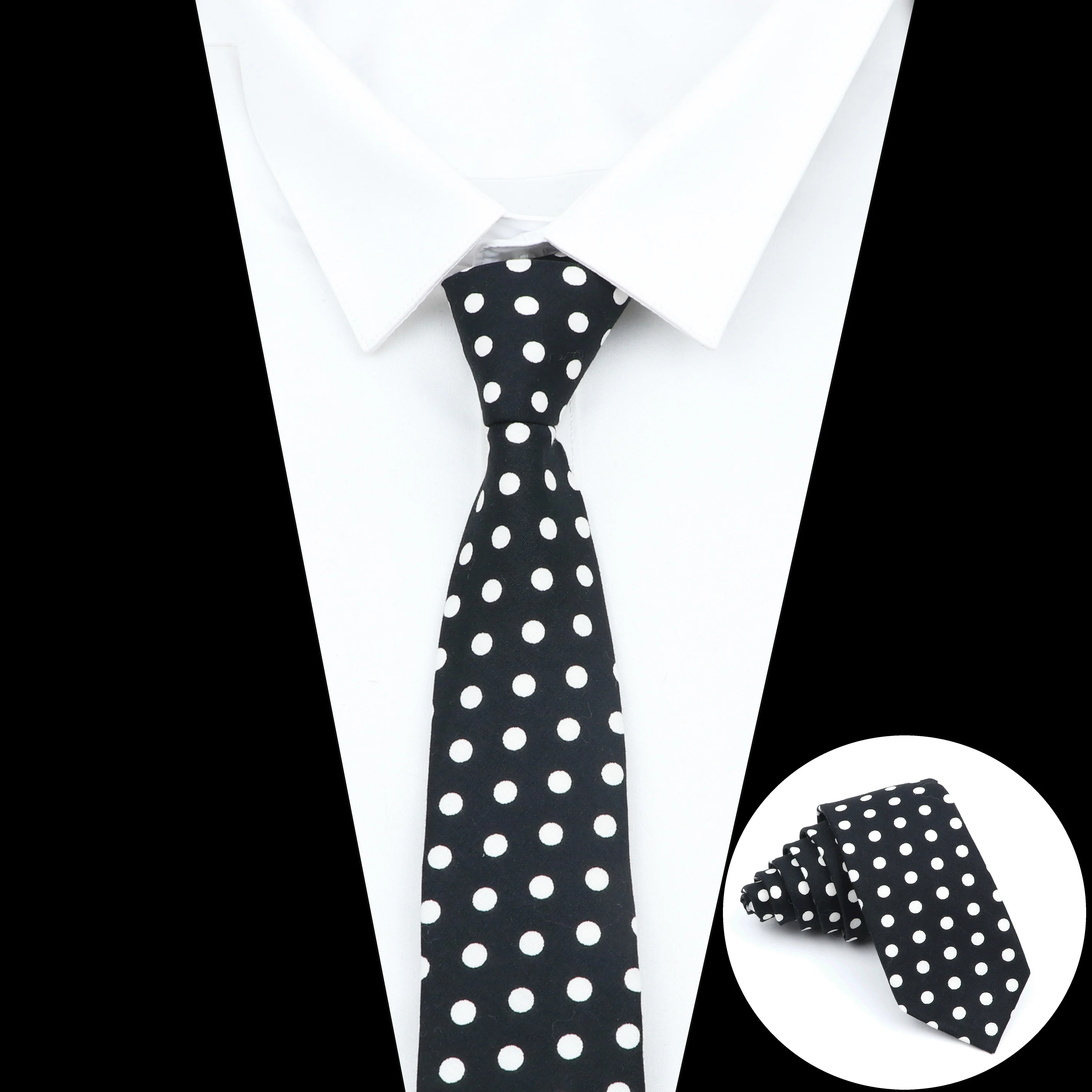 Cotton Men's Dots Neck Tie Classic Skinny Tie For Men Red Pink Black White Wedding Party Fashion Casual Man Business Cravat Gift