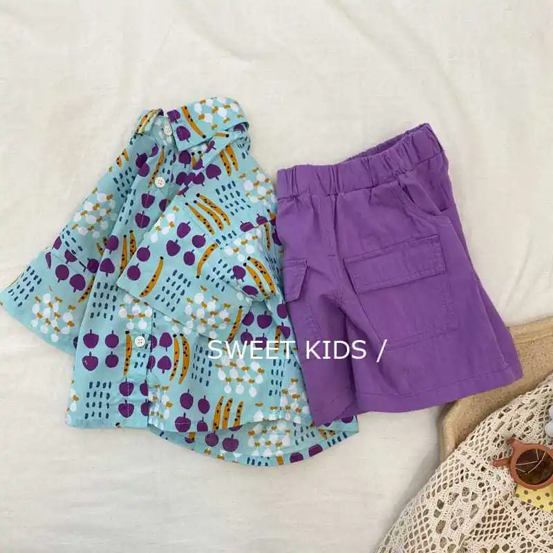 Summer New Boys Suit Cotton Short Sleeve Shirt Shorts 2 Piece Set Kids Fashion Clothing Children Casual Outfit