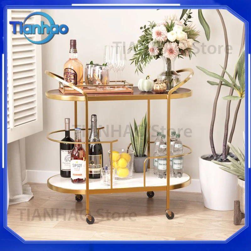 Custom Bar Cart for Hotels Rolling Beverage Cart with Wheels for Drink Service