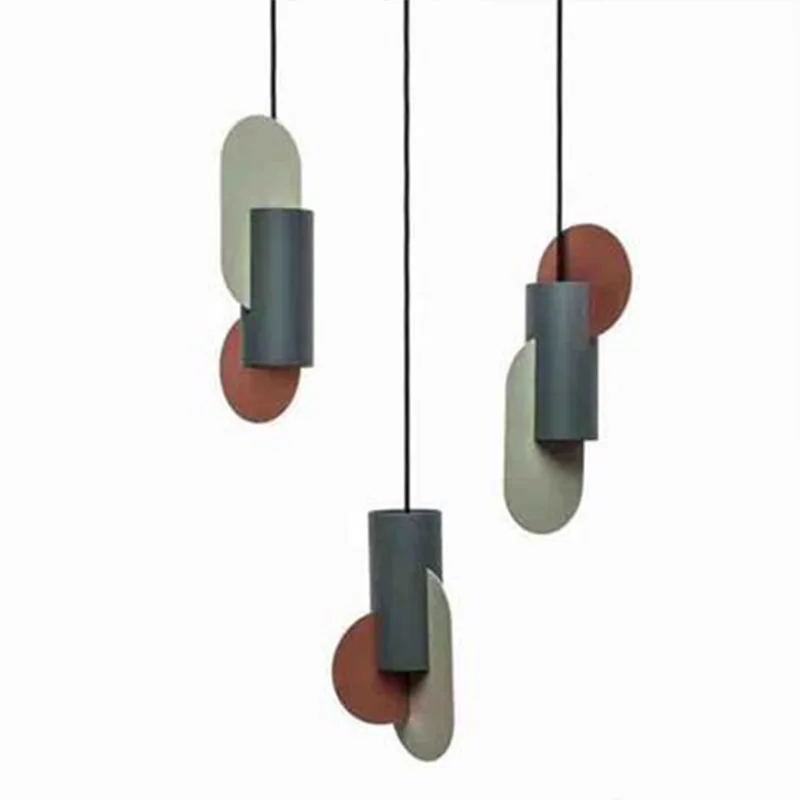 Minimalist Iron Brushed Green Macaron Cord Ging Lights Hardware LED Droplight For Dinning Room