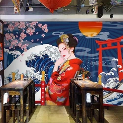 Custom Japanese ladies picture wall paper geisha wallpaper mural Japanese tavern script ukiyo painting wallpaper Wall stickers