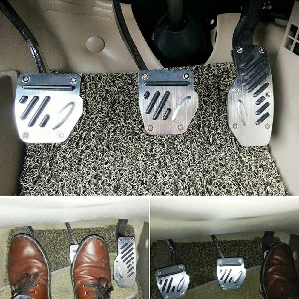 

Аксессуар, практичные полезные ножные педали, серебристый + черный комплект, набор нескользящих деталей с механической коробкой передач, серебристый, черный, тормоз акселератора