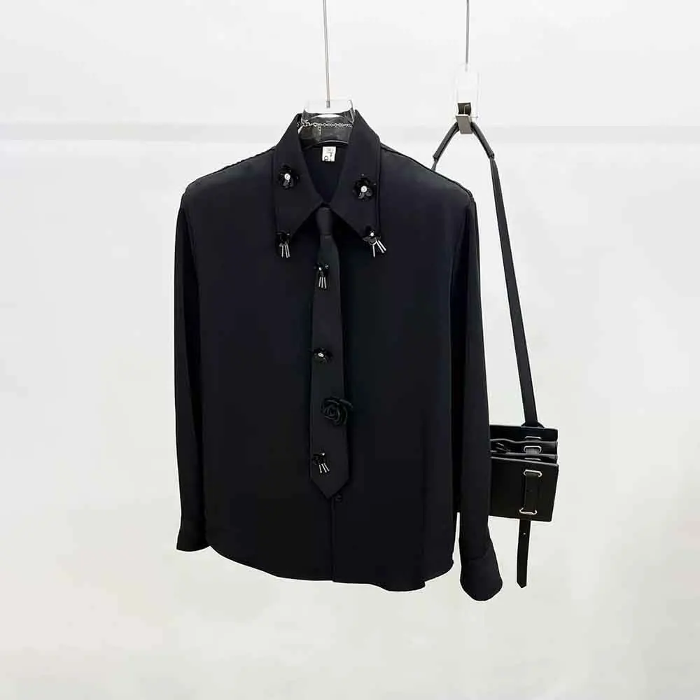 

Winter New Men's Solid Color Beaded Long-Sleeve Shirt American Retro Fashion Trendy High Street Loose Niche Casual Men's Top