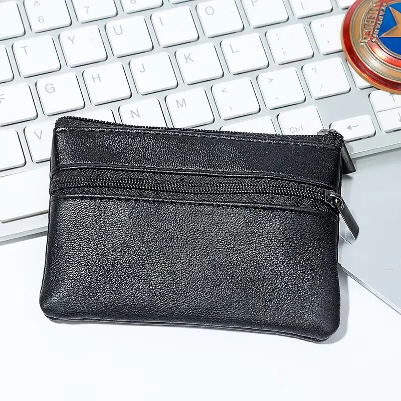 HOMEFISH Kleine Leder-Geldbörse mit Reißverschluss für Männer, Frauen und Kinder, Unisex Tragbare Kleingeldbörse, Mini-Tasche für Schlüssel und Bargeld – Detail 5