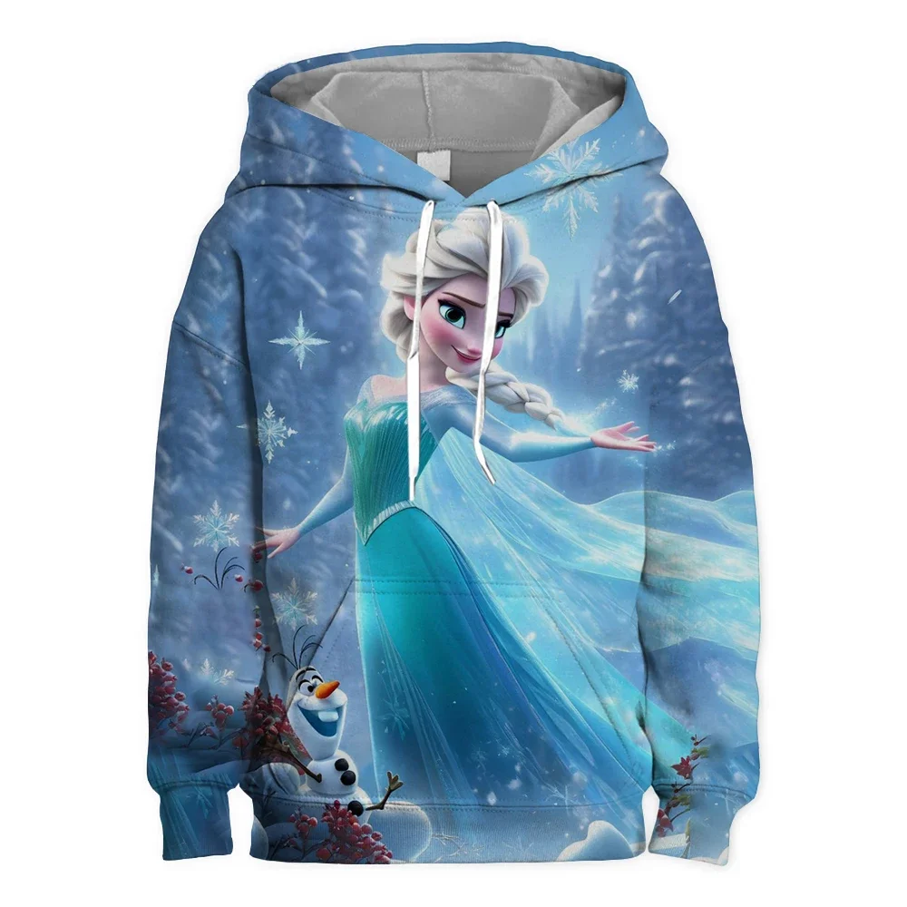 Elsa Girls Hoodie Frozen Pullover Disney 3D Printed Hoodie Cartoon Autumn Women Hoodie Fashion Oversized Women Clothing