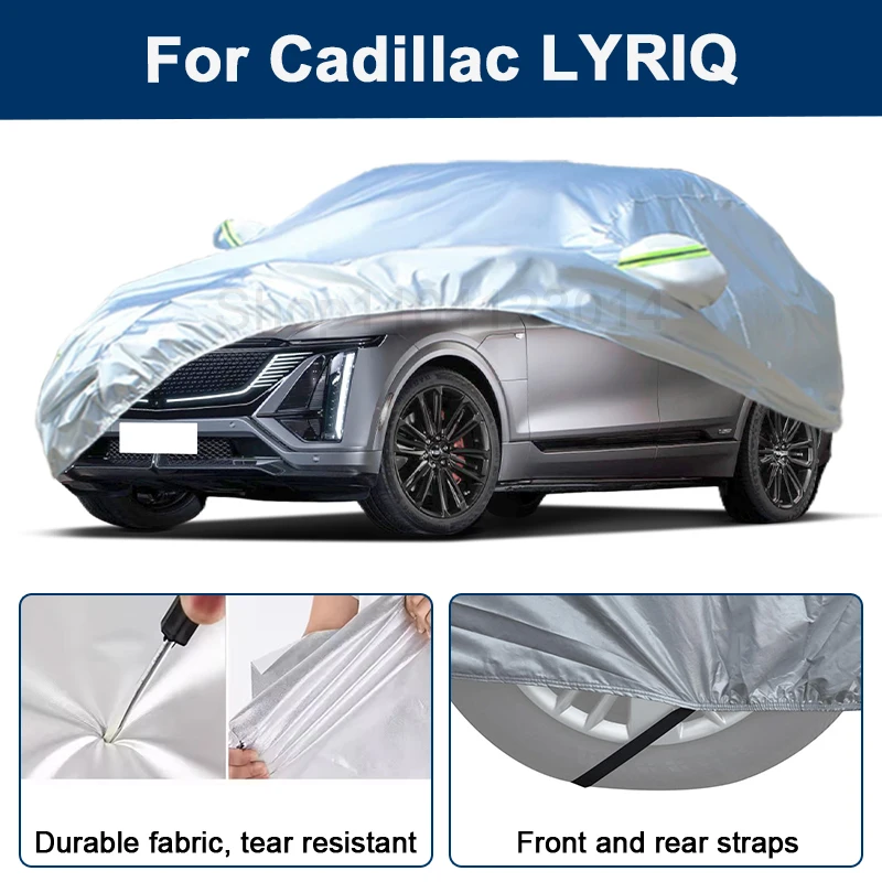 

Всепогодный чехол для автомобиля Cadillac LYRIQ с отражающими полосами, водонепроницаемый, снегозащитный, пылезащитный, с защитой от УФ-излучения, автоаксессуар