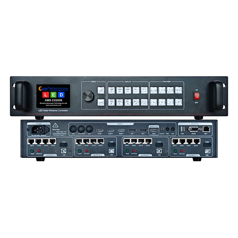 Amoonsky Video Controller EX2000_H 16 Channel Gigabit Network Port Control 10.4 Million Pixels Range Full-Color LED Display