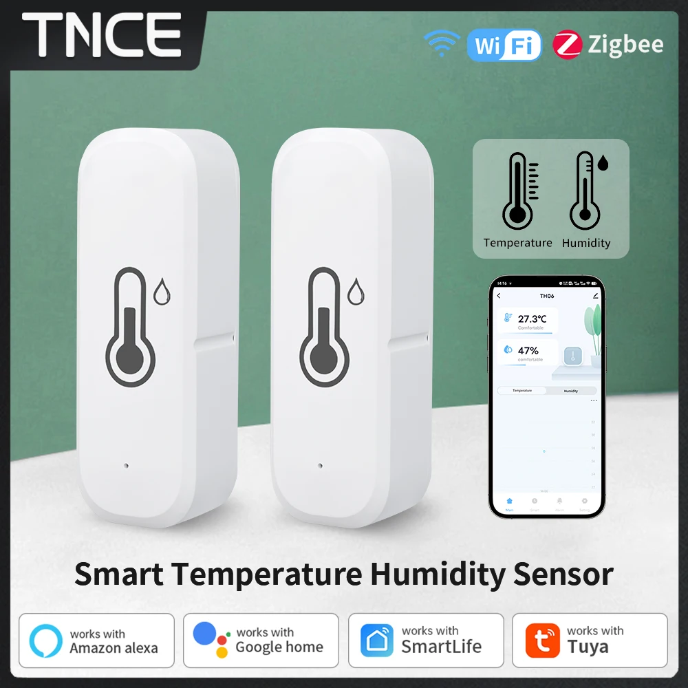 TNCE Tuya Smart WiFi/ZigBee Sensore di temperatura e umidità APP Termometro igrometro interno domestico remoto con Alexa Google Home