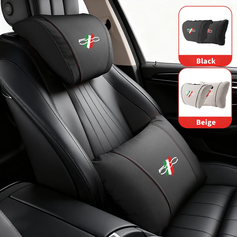 Reposacabezas de cuero para asiento de coche, soporte Lumbar, accesorios de Interior de coche para FIAT 500 Grande Punto UNO Tipo Stilo Astra Bravo Panda Fre