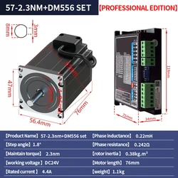 57 Stepper motor set 57BYGH76 torque 2.3N.M length 76MM+DM556 driver 4.0A for 3D printers