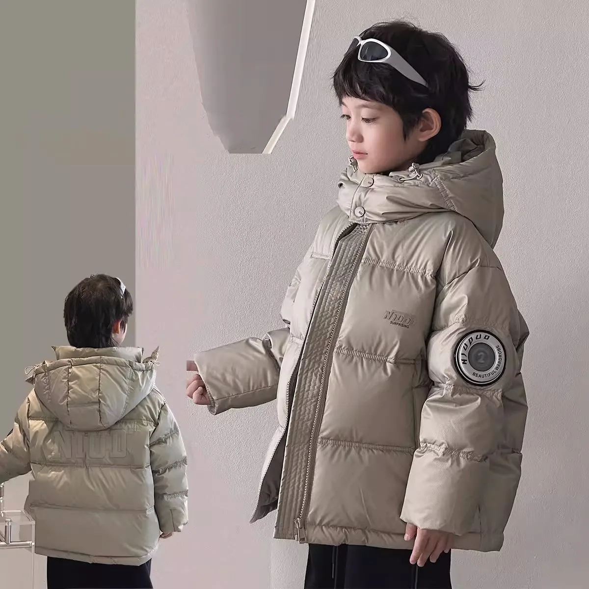 

Winter Warm Boys Stylish Cotton Waterproof Hooded Zip Puff Jackets School Kids Thick Coat Top Children Outfit Windbreaker 5-16Yr