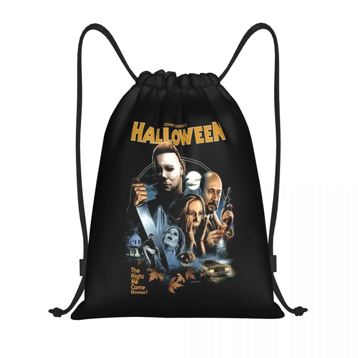 Mochila de almacenamiento con cordón para hombre y mujer, bolso ligero para guardar cuchillos Michael Myers, película de terror, deportes y gimnasio, personalizado para Halloween