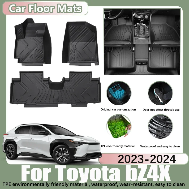 

LHD Car Floor Mats for Toyota bZ4X EA10 Subaru Solterra 2023 2024 TPE Car Waterproof Foot Pads Custom Liner full set Accessories