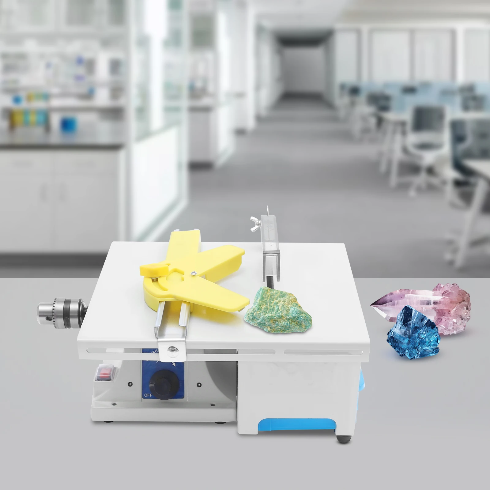 350w Mini Table Saw Machine, Bench Polisher Machine, Benchtop Polisher Machine Set for Processing Nephrite, Wood, Amber