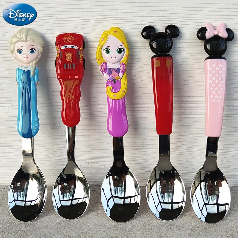 

Disney 3D Mickey Minnie children's spoons and forks 304 stainless steel cutlery Aisha Princess Stitch cartoon anti-scald cutlery